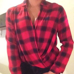 Red plaid blouse